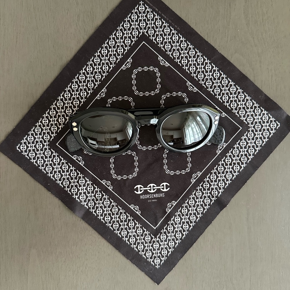 HOORSENBUHS Model III Sunglasses | Black with 24K Gold Trim | Handmade in Japan - Picture 10 of 11